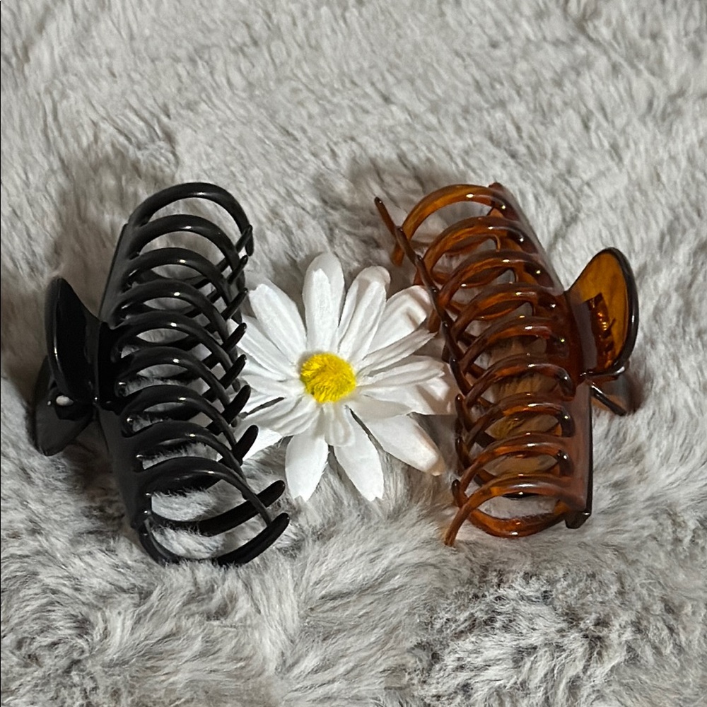 Classic Hair Claw Clips Set - Black and Brown NWOT
